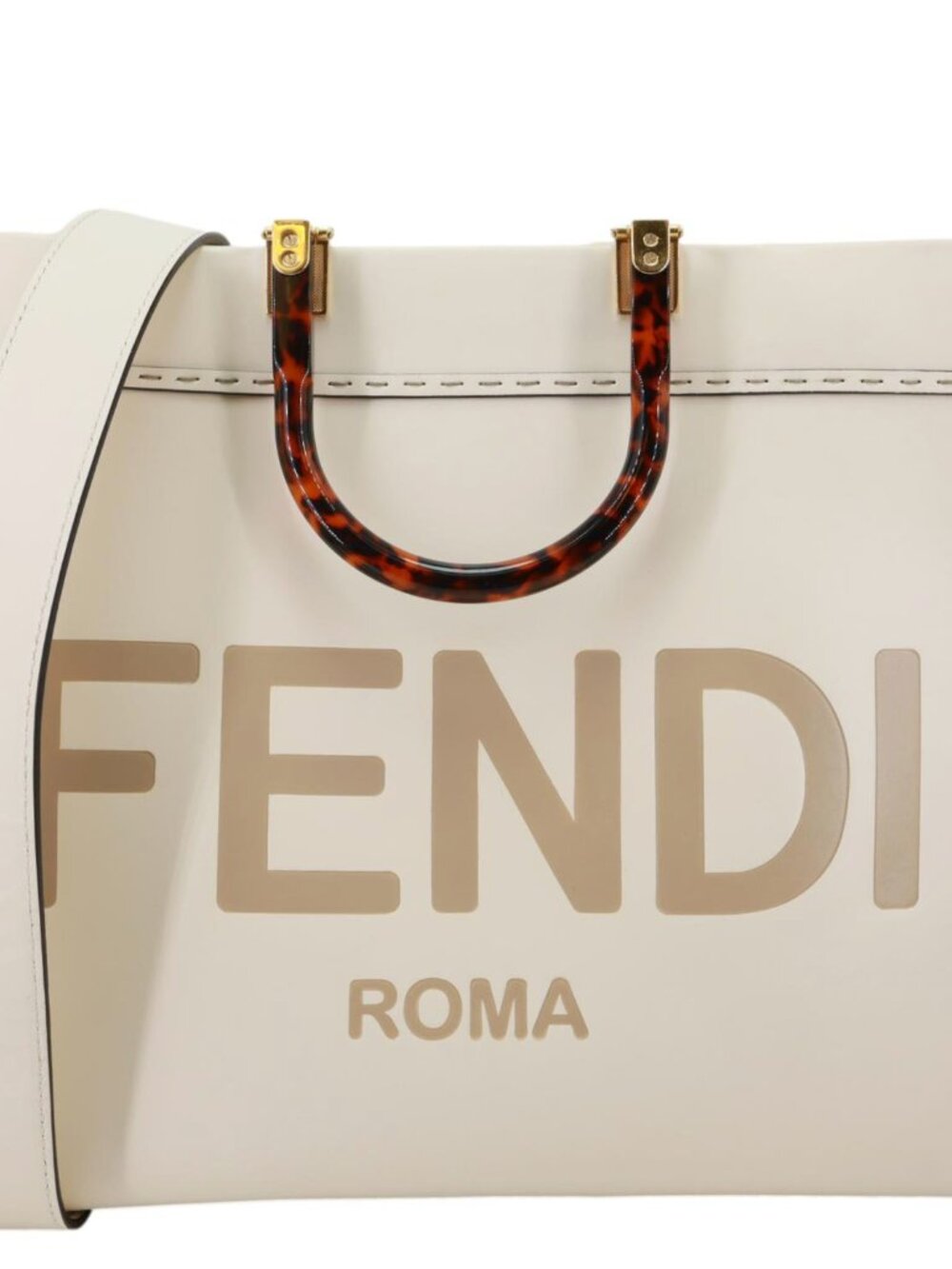 Fendi  Sunshine Medium Leather Shopper Tote Bag Cream